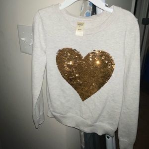 Flip Sequin Heart Sweater for Girls